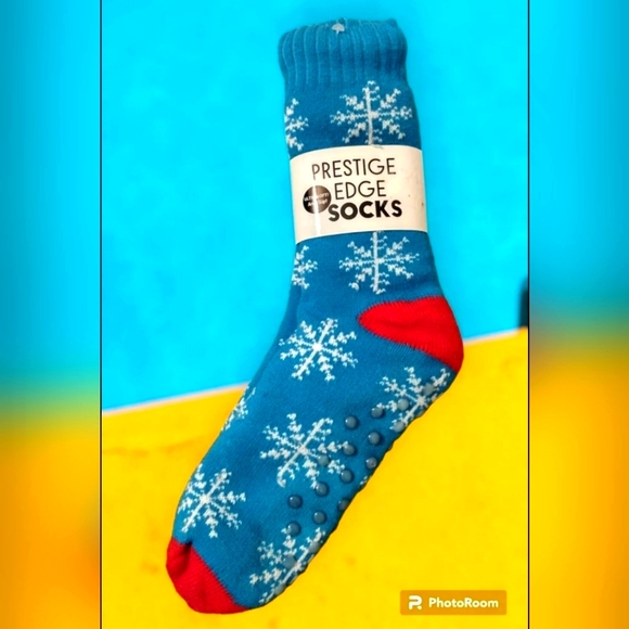 Sherpa Lined Slipper Socks w Non Slip Grippers - Picture 3 of 3